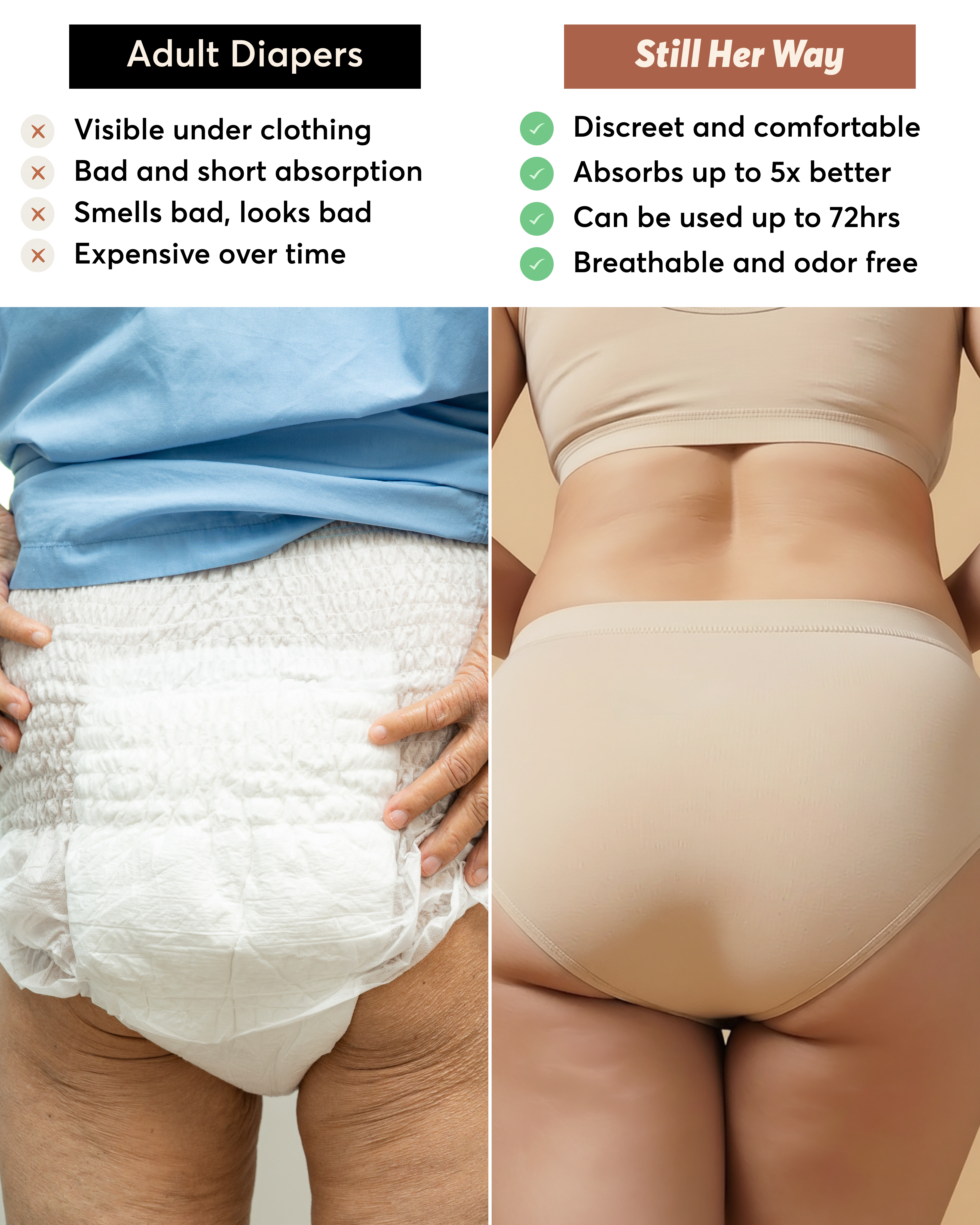 Still Her Everyday™ Comfort Bamboo Cotton Leakproof Underwear (5-pack)